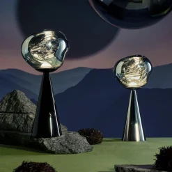 Dekorationsbelysning ^ Tom Dixon LED-bordlampe Melt Portable, sølv, 29 cm