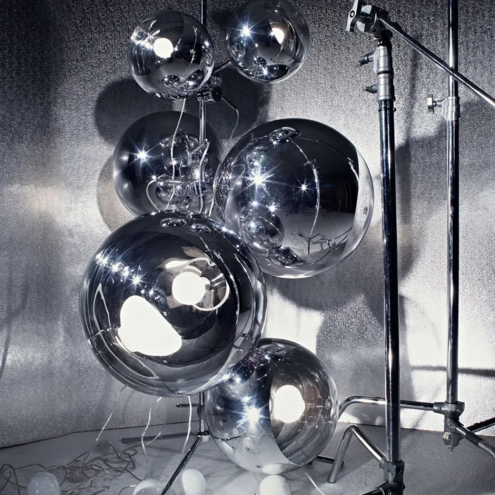 Tom Dixon Gulvlamper|Gulvlamper > Mirror Ball Floor Chandelier, sølvfarvet, 182 cm