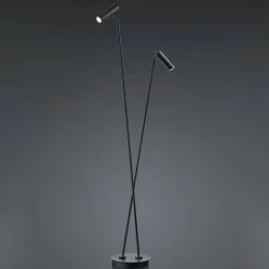 Arbejdsrum/Kontor|Gulvlamper ^ HELL Tom LED-gulvlampe, 2 lyskilder, sort