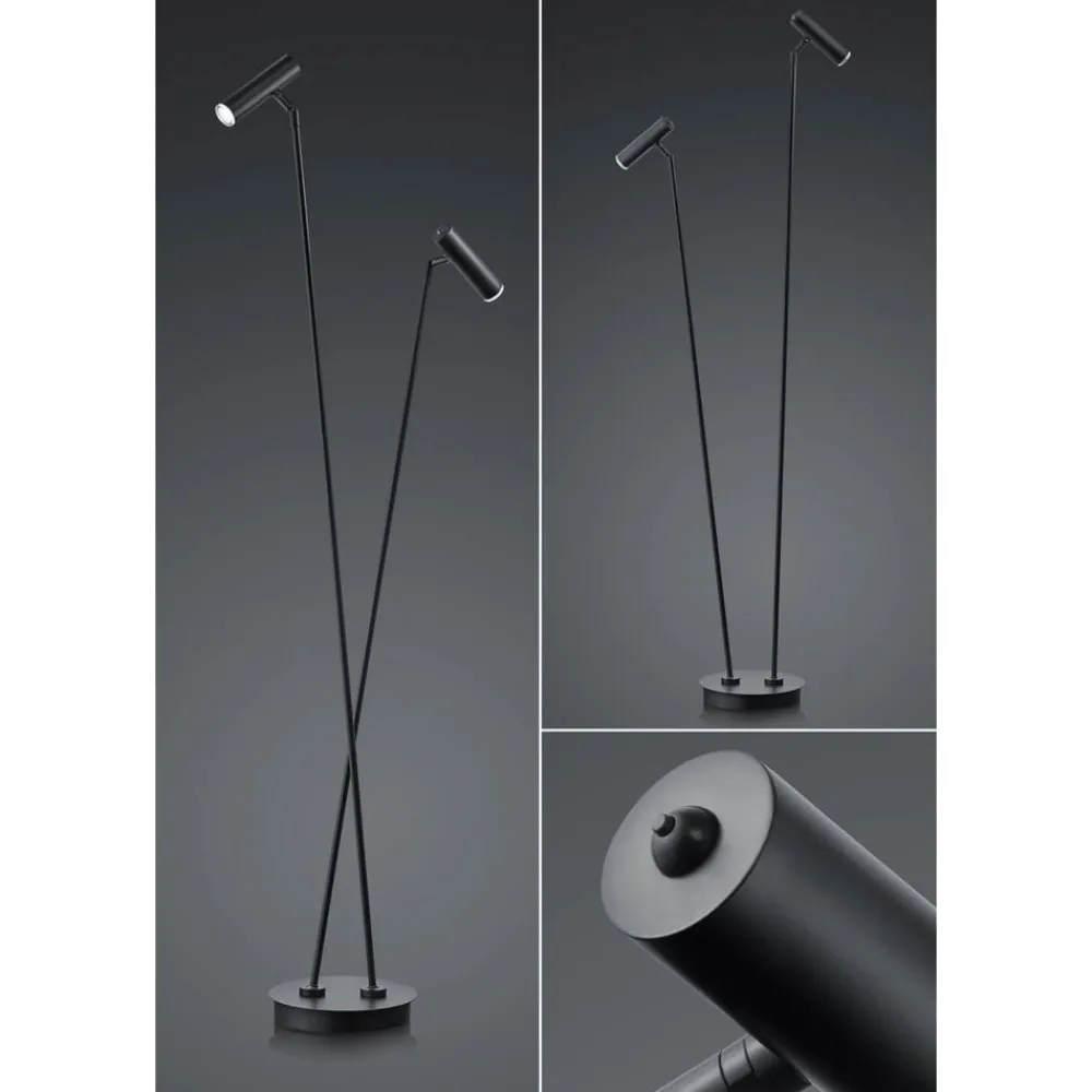 Arbejdsrum/Kontor|Gulvlamper ^ HELL Tom LED-gulvlampe, 2 lyskilder, sort
