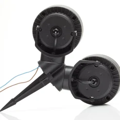 Udendørs Spot ^ Fumagalli Tommy-EL spydspot rundt sort/frostet, 2 x 10 W CCT