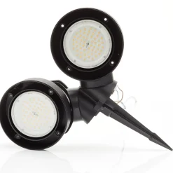 Udendørs Spot ^ Fumagalli Tommy-EL spydspot rundt sort/frostet, 2 x 10 W CCT