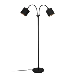 Reality Leuchten Gulvlamper|Gulvlamper > Tommy gulvlampe, sort/guld, højde 130 cm, 2-lys stof