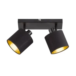 Loftlamper|Spotlights ^ Reality Leuchten Tommy loftspot, sort/guld, længde 28 cm, 2-lys.