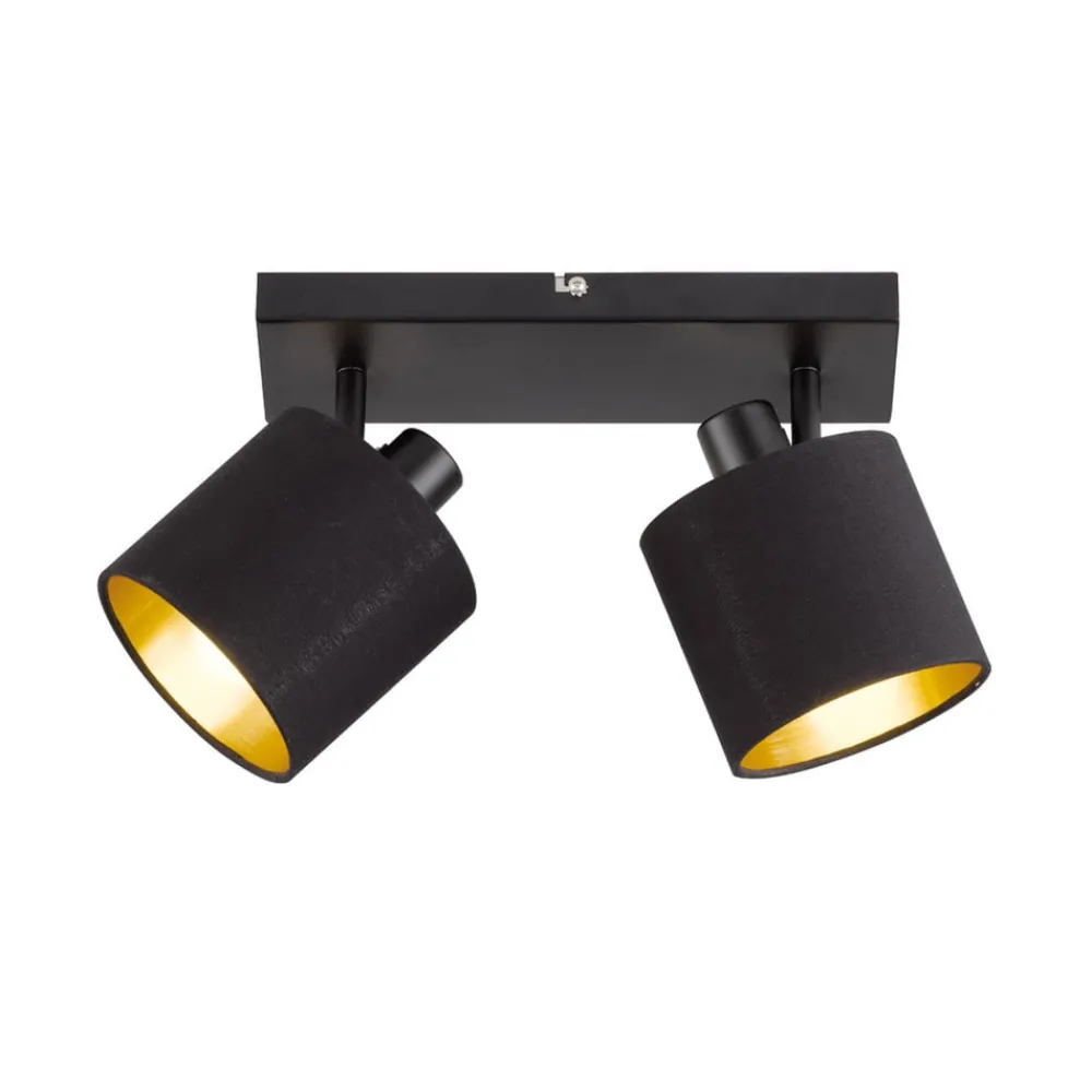 Loftlamper|Spotlights ^ Reality Leuchten Tommy loftspot, sort/guld, længde 28 cm, 2-lys.