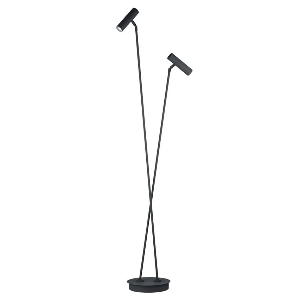 Gulvlamper ^ HELL Tom Pro LED-gulvlampe, sort, 2 lyskilder, CCT, dæmper