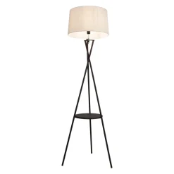 Gulvlamper|Gulvlamper ^ Näve Tora gulvlampe, sort/hvid, tekstil, højde 158 cm stativ
