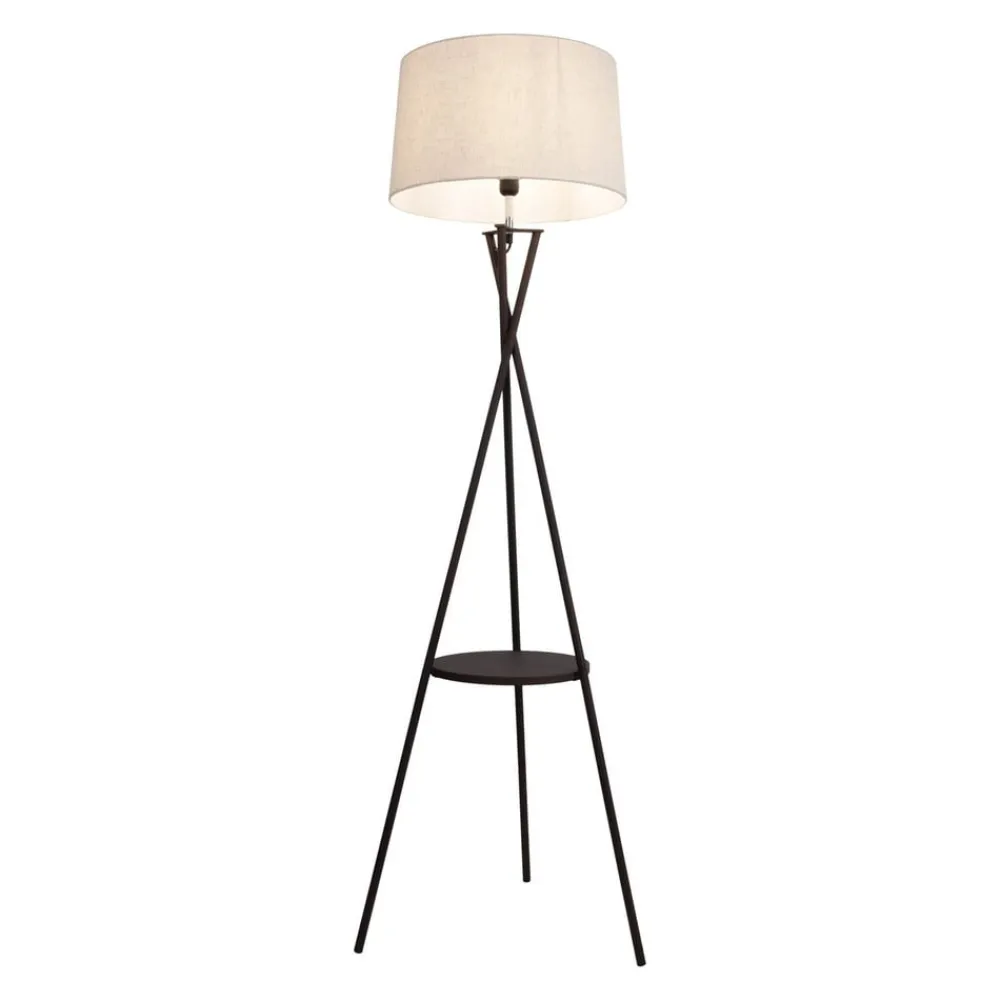 Gulvlamper|Gulvlamper ^ Näve Tora gulvlampe, sort/hvid, tekstil, højde 158 cm stativ