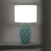 Pendellamper|Bordlamper ^ ORION Tortuga bordlampe, grøn/hvid, højde 49,5 cm, keramik/lin
