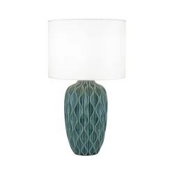 Pendellamper|Bordlamper ^ ORION Tortuga bordlampe, grøn/hvid, højde 49,5 cm, keramik/lin