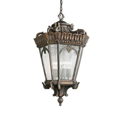 KICHLER Udendørs Pendellamper > Tournai udendørs hængelampe, Ø 19 cm, bronze, aluminium, glas