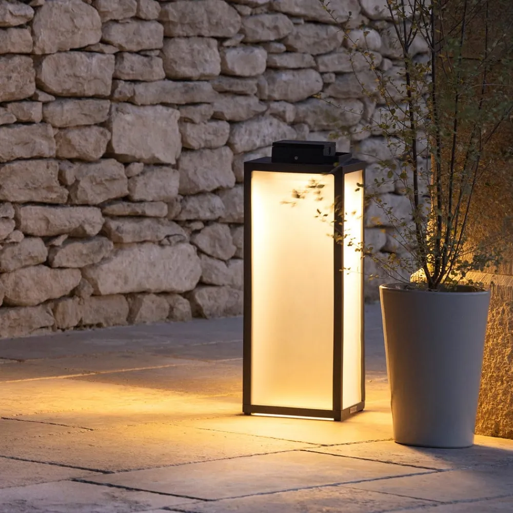 Les Jardins Solcellelamper > Tradition LED-solcellelanterne, antracit, højde 65 cm
