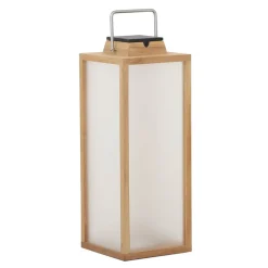 Solcellelamper ^ Les Jardins Tradition LED-solcellelanterne lavet af teaktræ Højde 65 cm