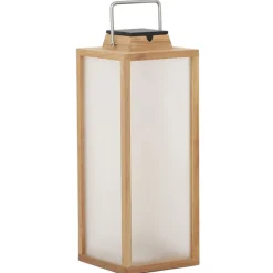 Solcellelamper ^ Les Jardins Tradition LED-solcellelanterne lavet af teaktræ Højde 65 cm