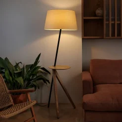 FARO BARCELONA Gulvlamper|Gulvlamper > Treewood gulvlampe, ask/beige, stof/træ, højde 175 cm