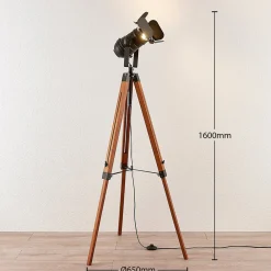 Lindby Gulvlamper|Gulvlamper > Trægulvlampe Hilma med trebenet stel