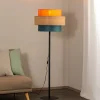Gulvlamper|Gulvlamper ^ TK Lighting Trio gulvlampe, juteskærm, orange/naturbrun/petrol