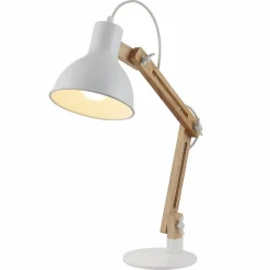 Lindby Arbejdsrum/Kontor|Pendellamper > Træ-skrivebordslampe Shivanja med hvid skærm
