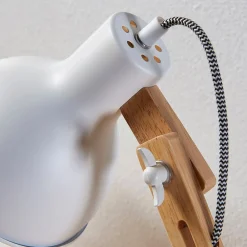Lindby Arbejdsrum/Kontor|Pendellamper > Træ-skrivebordslampe Shivanja med hvid skærm