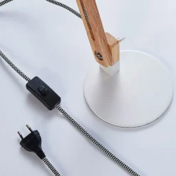Lindby Arbejdsrum/Kontor|Pendellamper > Træ-skrivebordslampe Shivanja med hvid skærm
