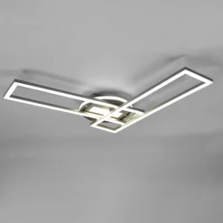 Loftlamper ^ Reality Leuchten Twister LED-loftlampe, drejelig, fjernbetj. nikkel