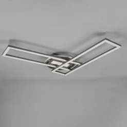 Loftlamper ^ Reality Leuchten Twister LED-loftlampe, drejelig, fjernbetj. nikkel