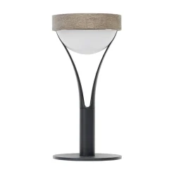 Les Jardins Solcellelamper > Tyble LED solcellebordlampe, sort/teak, 2.700 K, 200 lm