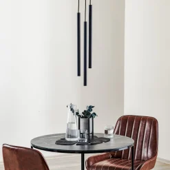 Pendellamper ^ SOLLUX LIGHTING Tynd pendel, sort, tre lys, rondel