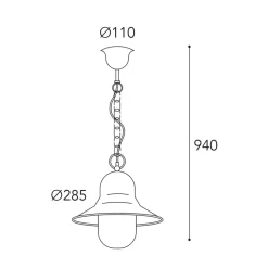 Udendørs Pendellamper ^ Moretti Luce Udendørs hængelampe Campanula 2094, antik messing, Ø 29 cm, IP44