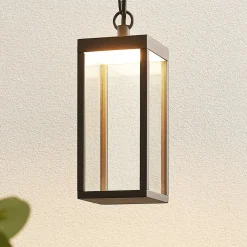 Udendørs Pendellamper ^ Lucande Udendørs LED-pendellampe Cube med glasskærm, 26 cm