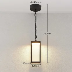 Udendørs Pendellamper ^ Lucande Udendørs LED-pendellampe Cube med glasskærm, 26 cm