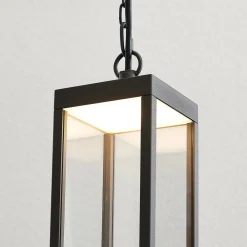 Udendørs Pendellamper ^ Lucande Udendørs LED-pendellampe Cube med glasskærm, 26 cm