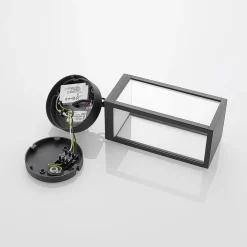 Udendørs Pendellamper ^ Lucande Udendørs LED-pendellampe Cube med glasskærm, 26 cm