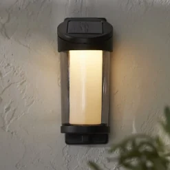 Solcellelamper ^ STAR TRADING Udendørs LED-væglampe Alippa, sort Højde 21 cm metal