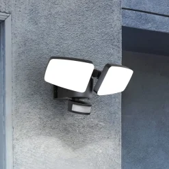 Heitronic Solcelle Lampe Med Sensor|Væglampe Med Sensor > Udendørs LED-væglampe Duplex, 2 lyskilder, hjørnemontering