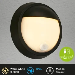 Briloner Væglampe Med Sensor|Væglamper > Udendørs LED-væglampe 3785015 sort bevægelsessensor 17 cm