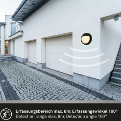 Briloner Væglampe Med Sensor|Væglamper > Udendørs LED-væglampe 3785015 sort bevægelsessensor 17 cm