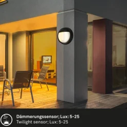 Briloner Væglampe Med Sensor|Væglamper > Udendørs LED-væglampe 3785015 sort bevægelsessensor 17 cm