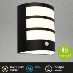 Briloner Væglampe Med Sensor|Væglamper > Udendørs LED-væglampe 3795015, sort, sensor, IP44