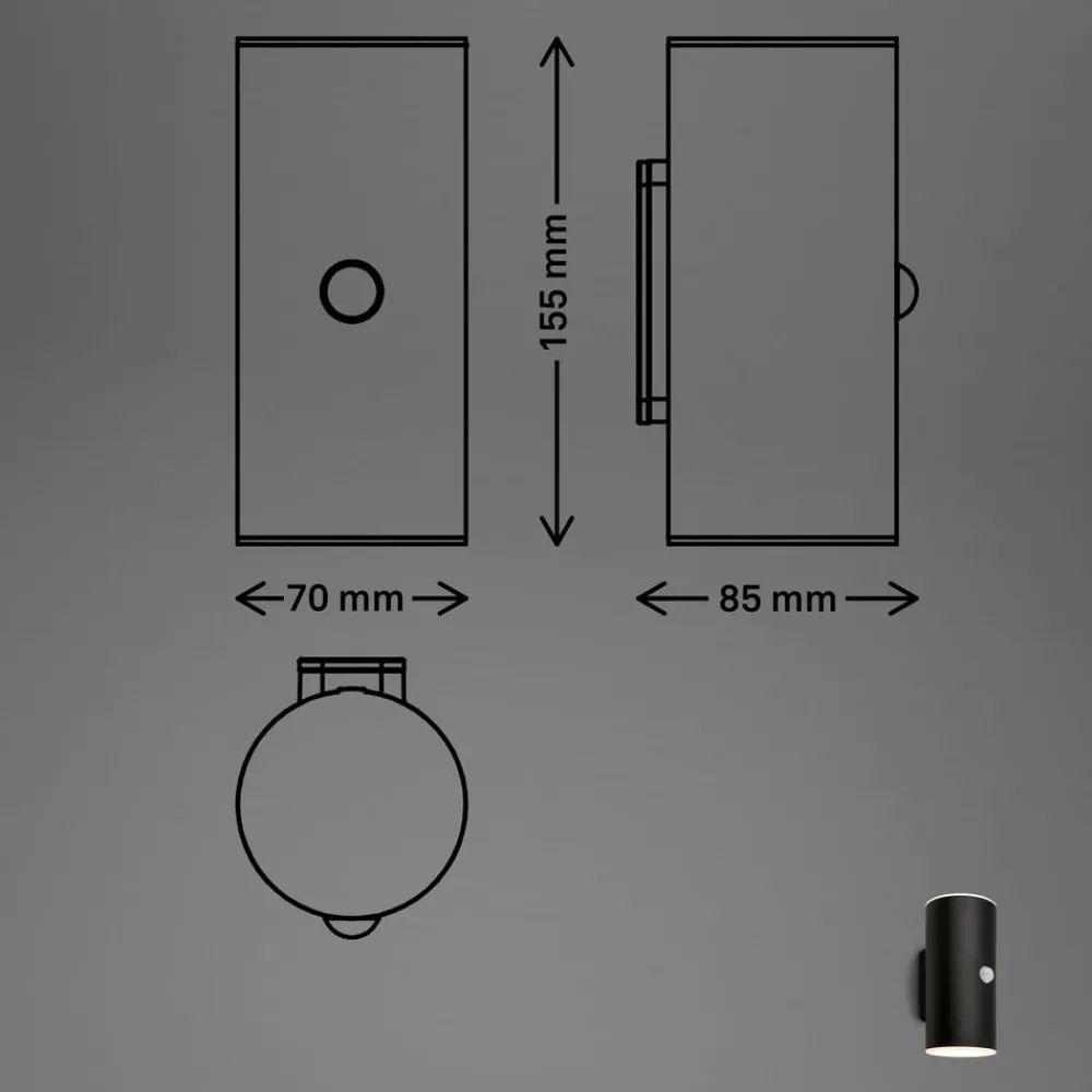 Briloner Væglampe Med Sensor|Væglamper > Udendørs LED-væglampe 3787015, sort, sensor, op/ned