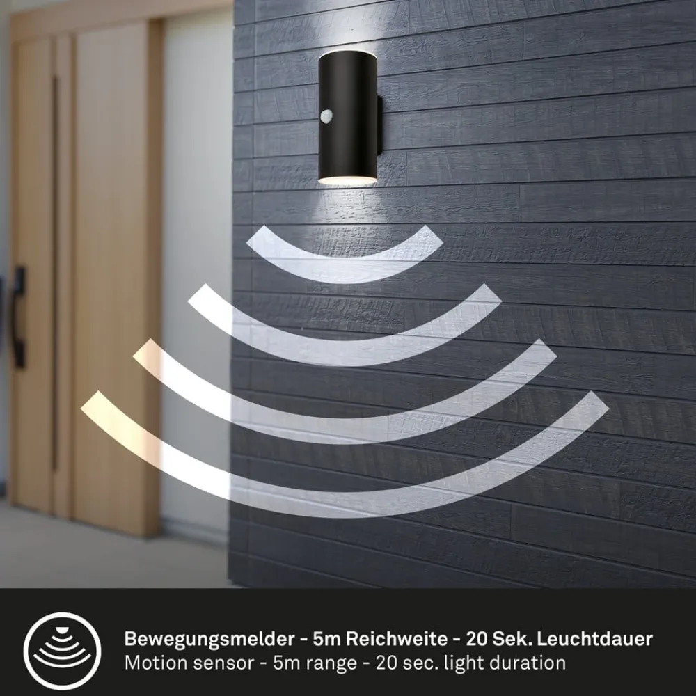 Briloner Væglampe Med Sensor|Væglamper > Udendørs LED-væglampe 3787015, sort, sensor, op/ned
