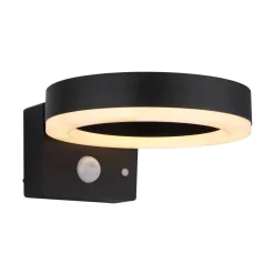 Solcelle Lampe Med Sensor|Væglampe Med Sensor ^ Globo Udendørs LED-væglampe 36507 sort, sensor, plast