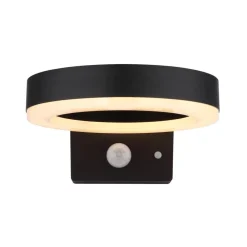 Solcelle Lampe Med Sensor|Væglampe Med Sensor ^ Globo Udendørs LED-væglampe 36507 sort, sensor, plast