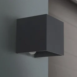 Væglampe Med Sensor|Terrassebelysning ^ ORION Udendørs væglampe Cube-S, antracit, metal, sensor