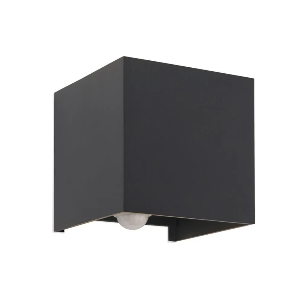 Væglampe Med Sensor|Terrassebelysning ^ ORION Udendørs væglampe Cube-S, antracit, metal, sensor