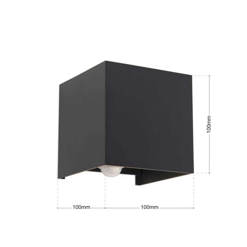 Væglampe Med Sensor|Terrassebelysning ^ ORION Udendørs væglampe Cube-S, antracit, metal, sensor
