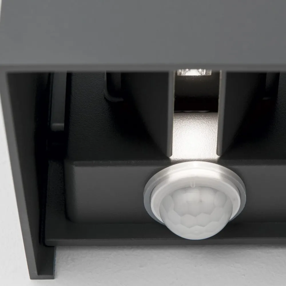 Væglampe Med Sensor|Terrassebelysning ^ ORION Udendørs væglampe Cube-S, antracit, metal, sensor