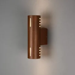 Væglamper ^ Konstsmide Udendørs væglampe Cuneo, rustfarvet, 25 cm, metal, op/ned