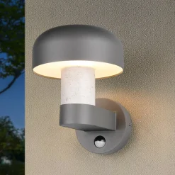 Trio Lighting Væglampe Med Sensor > Udendørs væglampe Fraser Sensor grå/betonlook, aluminium IP54 E27
