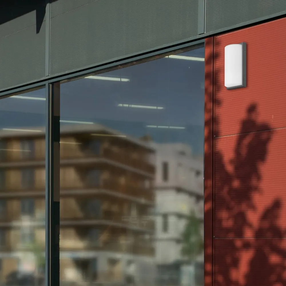 Væglampe Med Sensor ^ LCD 039 udendørs væglampe med bevægelsessensor, grafit